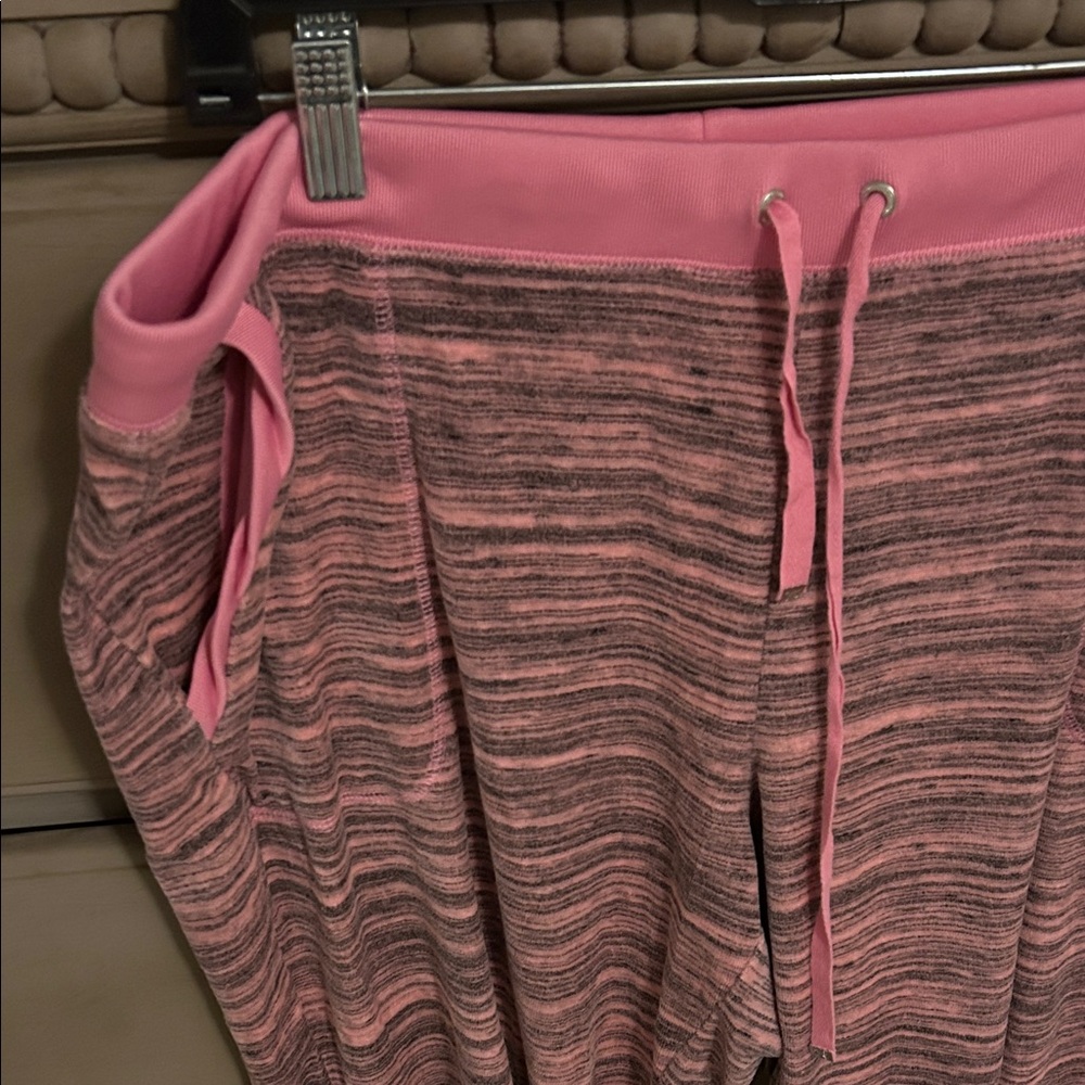 Y2K Juicy Couture Pink and Black Striped Velour Track Jogger Pants - Picture 2 of 5